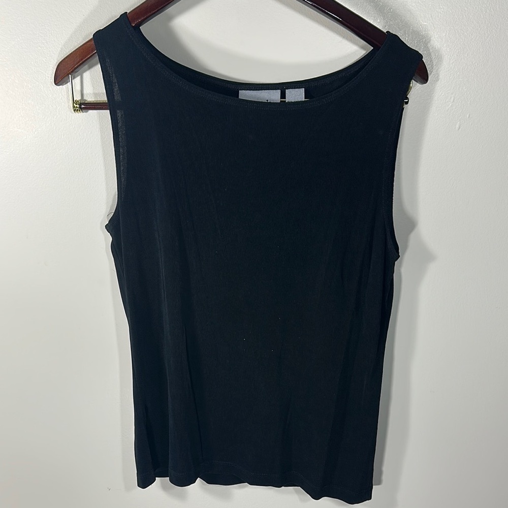 Vintage CHICOS Black Tank Top with Wide Neckline and Soft Fabric Lightweight